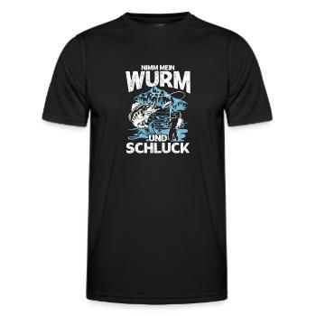 Nimm Mein Wurm Und Schluck - Männer Funktions-T-Shirt - Schwarz - Vorne - AI Model Male 178 dark (178cm)