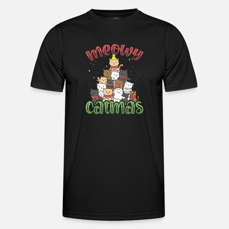 Weihnachtskratzbaum Mit Stern - Männer Funktions-T-Shirt - Schwarz
