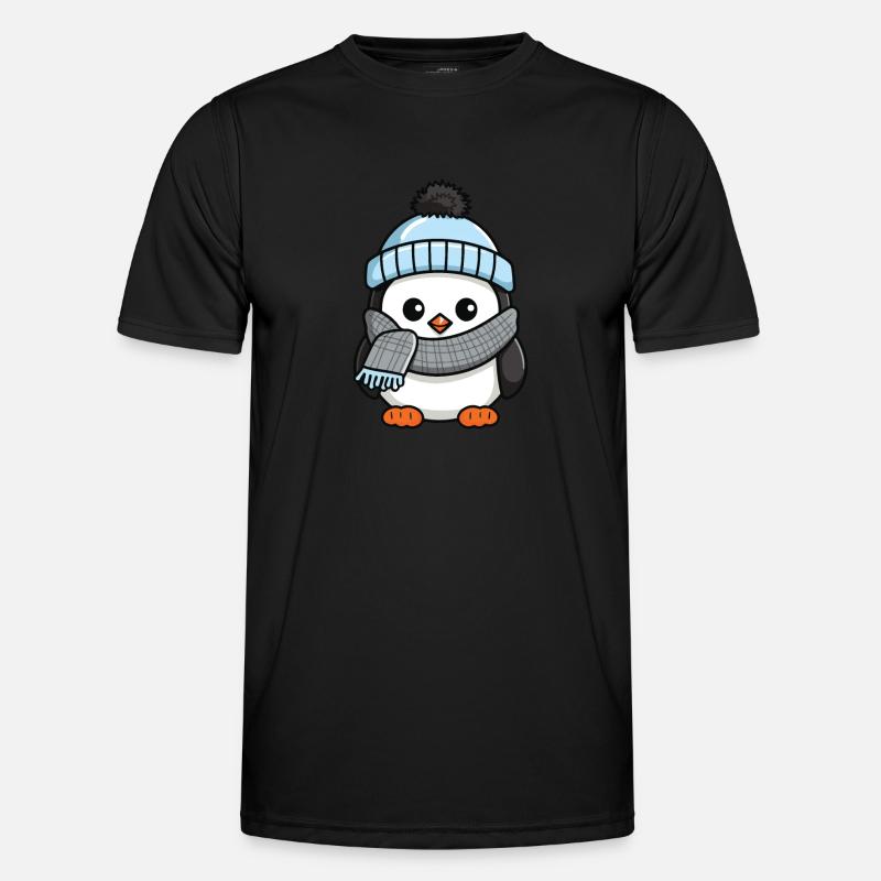 Pingouin Hiver Bande Dessinée Mignon T-shirt sport Homme