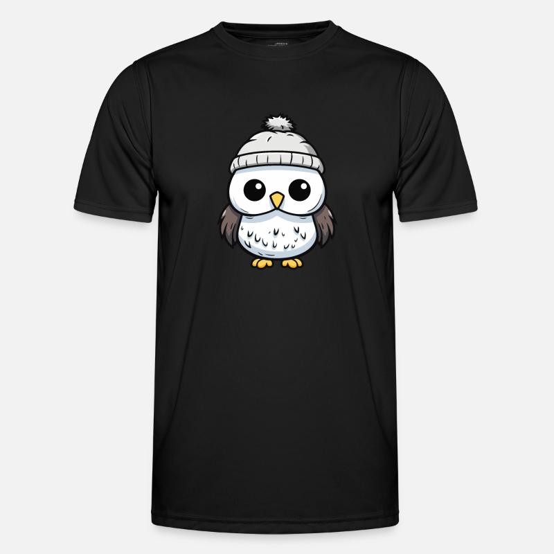 Eule Winter Comic Niedlich - Männer Funktions-T-Shirt - Schwarz