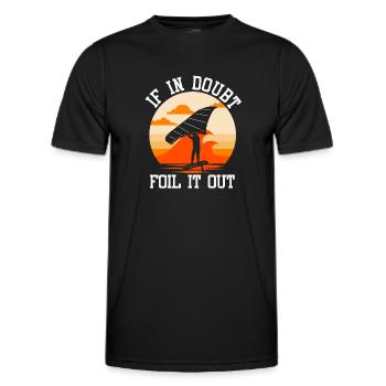 Wingsurfing Foil Wing Wing Boarding Wing Foiling - Men's Functional T-Shirt - black - Front - AI Model Male 178 dark (178cm)