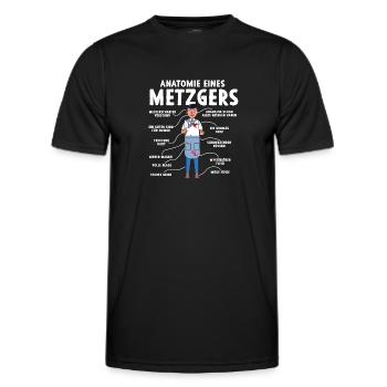 Anatomie eines Metzgers - Männer Funktions-T-Shirt - Schwarz - Vorne - AI Model Male 178 dark (178cm)