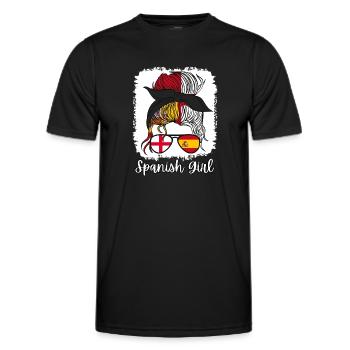 España Moitié Anglais Moitié Espagnol Fille Espagne chica - T-shirt sport Homme - noir - Devant - AI Model Male 178 dark (178cm)