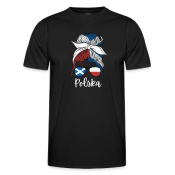 Polska Moitié Ecossais Moitié Polonais Fille Pologne - T-shirt sport Homme - noir - Devant - AI Model Male 178 dark (178cm)