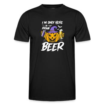 Halloween I'm Only Here To Drink Beer - Funny Pump - Men's Functional T-Shirt - black - Front - AI Model Male 178 dark (178cm)