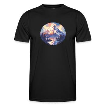 Mountain Mountains Mountain Mountains Mountain Landscape Mountaineer - Men's Functional T-Shirt - black - Front - AI Model Male 178 dark (178cm)