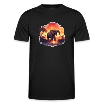 Éléphant, Éléphant, Pachyderme, Animal, Afrique, Safari - T-shirt sport Homme - noir - Devant - AI Model Male 178 dark (178cm)