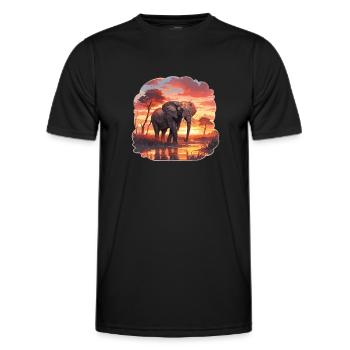 Éléphant, Éléphant, Pachyderme, Animal, Afrique, Safari - T-shirt sport Homme - noir - Devant - AI Model Male 178 dark (178cm)