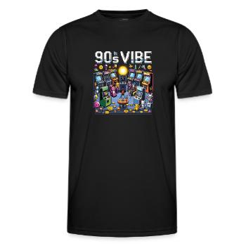 90s Vibe 90s 90s 90s 90s Party 90s Fashion - Men's Functional T-Shirt - black - Front - AI Model Male 178 dark (178cm)