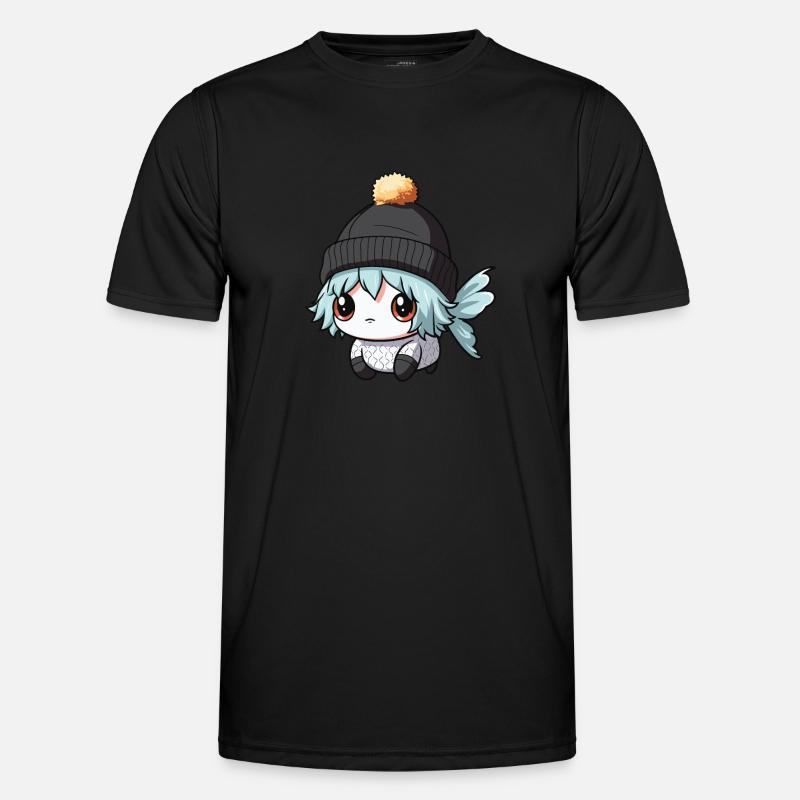 Fisch Winter Comic - Männer Funktions-T-Shirt - Schwarz