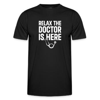 Relax The Doctor Is Here - Funny Doctor - Men's Functional T-Shirt - black - Front - AI Model Male 178 dark (178cm)