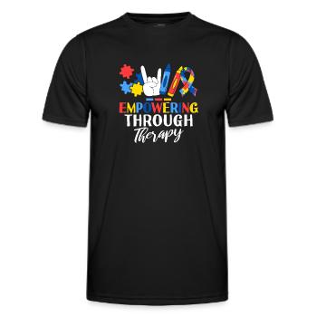 Autonomiser par la thérapie Thérapeute ABA - T-shirt sport Homme - noir - Devant - AI Model Male 178 dark (178cm)