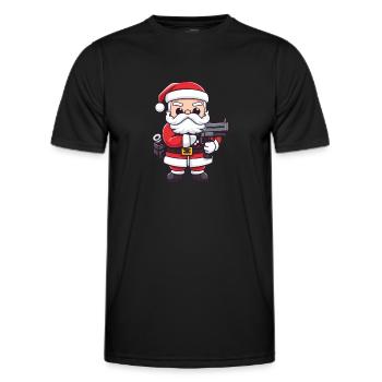 Santa Claus Gun Santa Christmas - Men's Functional T-Shirt - black - Front - AI Model Male 178 dark (178cm)