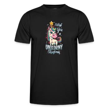 Je vous souhaite un Noël de Licorne - T-shirt sport Homme - noir - Devant - AI Model Male 178 dark (178cm)