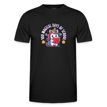 Joyeux 100 jours d’apprentissage magique - T-shirt sport Homme - noir - Devant - AI Model Male 178 dark (178cm)