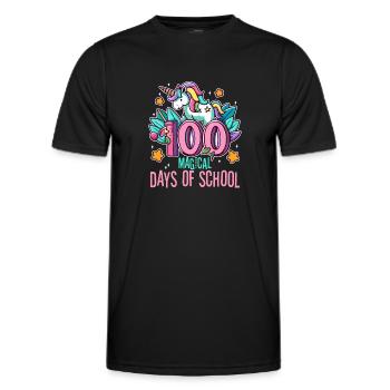 Joyeux 100 jours d'apprentissage magique - T-shirt sport Homme - noir - Devant - AI Model Male 178 dark (178cm)