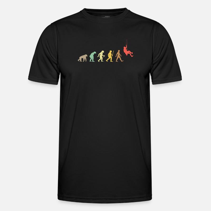 Klettern Retro Klettern Evolution Climber - Männer Funktions-T-Shirt - Schwarz