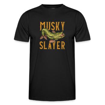 Musky Slayer Pêche musquée - T-shirt sport Homme - noir - Devant - AI Model Male 178 dark (178cm)