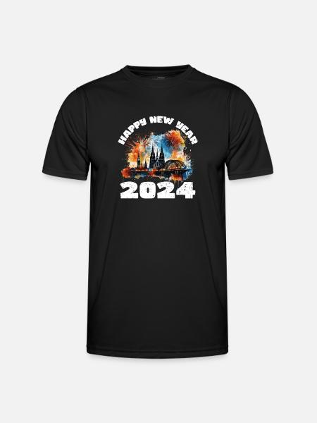 Godt nytår med fyrværkeri i Köln - Funktionsshirt til herrer - sort