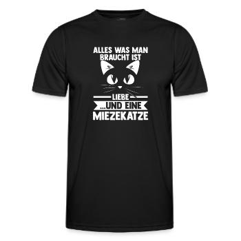 Katze Miezekatze Katzenliebhaber Katzenbesitzer Ka - Männer Funktions-T-Shirt - Schwarz - Vorne - AI Model Male 178 dark (178cm)