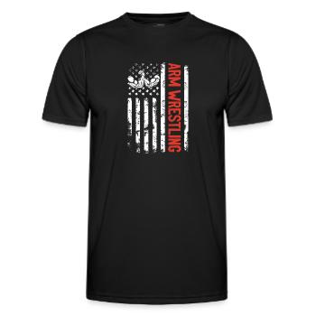 Bras de fer Drapeau américain Bras de fer Drapeau américain - T-shirt sport Homme - noir - Devant - AI Model Male 178 dark (178cm)