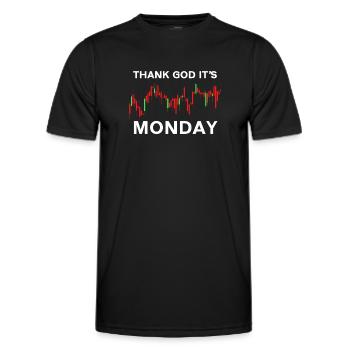 Dieu merci, c’est le jour du graphique boursier du lundi Marché boursier - T-shirt sport Homme - noir - Devant - AI Model Male 178 dark (178cm)
