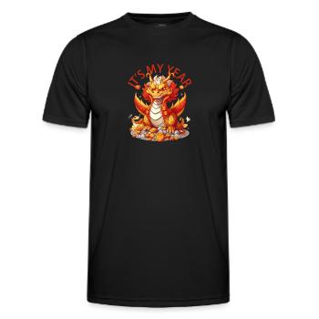 Année du Dragon Joyeux Nouvel An Chinois 2024 - T-shirt sport Homme - noir - Devant - AI Model Male 178 dark (178cm)
