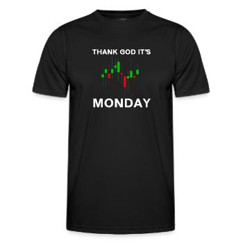 Dieu merci, c’est le jour du graphique boursier du lundi Marché boursier - T-shirt sport Homme - noir - Devant - AI Model Male 178 dark (178cm)