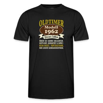62. Geburtstag Oldtimer Modell 1962 62 Jahre - Männer Funktions-T-Shirt - Schwarz - Vorne - AI Model Male 178 dark (178cm)