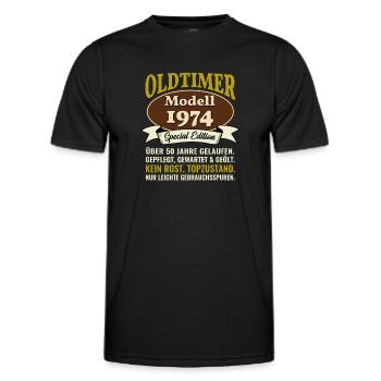 50. Geburtstag Oldtimer Modell 1974 50 Jahre - Männer Funktions-T-Shirt - Schwarz - Vorne - AI Model Male 178 dark (178cm)
