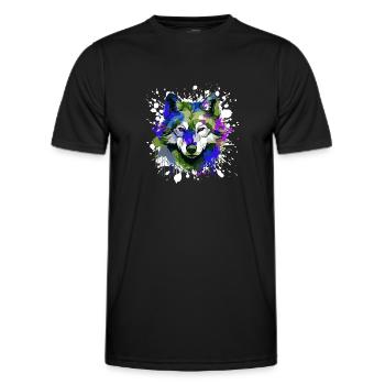 Wolf Kopf Porträt Bunt - Männer Funktions-T-Shirt - Schwarz - Vorne - AI Model Male 178 dark (178cm)