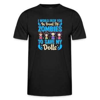 Poupée de collection Poupée en porcelaine Antique - T-shirt sport Homme - noir - Devant - AI Model Male 178 dark (178cm)