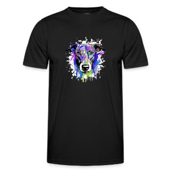 Portrait de tête de chien lévrier coloré - T-shirt sport Homme - noir - Devant - AI Model Male 178 dark (178cm)