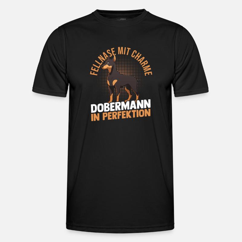 Hund Dobermann - Männer Funktions-T-Shirt - Schwarz