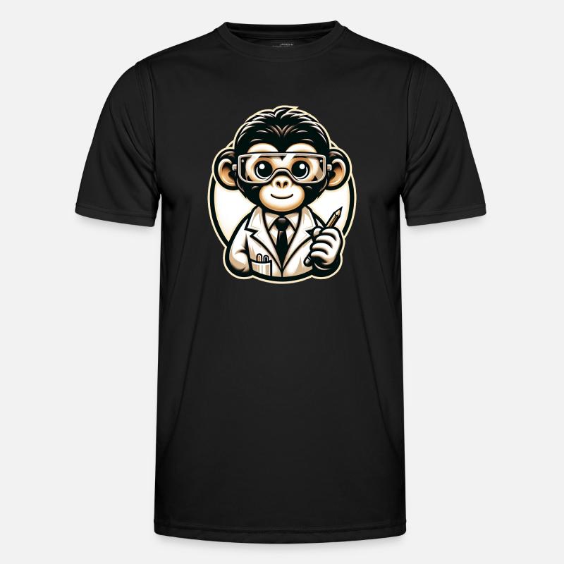 Cute Monkey Scientist - Männer Funktions-T-Shirt - Schwarz
