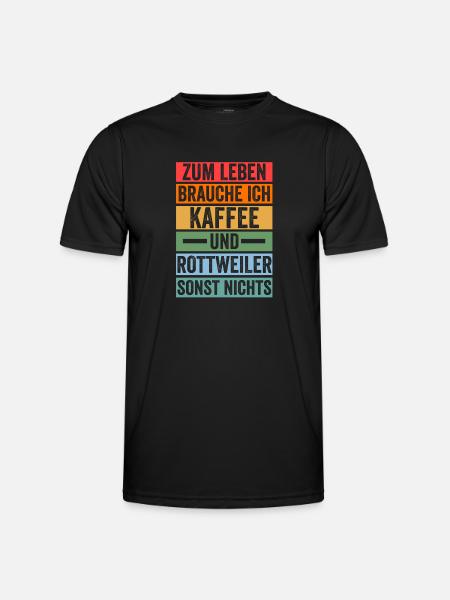 Kaffee Hund Rottweiler - Männer Funktions-T-Shirt - Schwarz