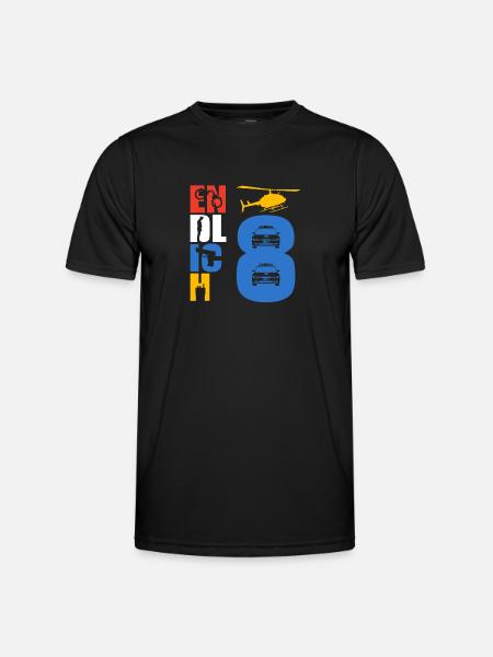Endlich 8 Polizei - Männer Funktions-T-Shirt - Schwarz