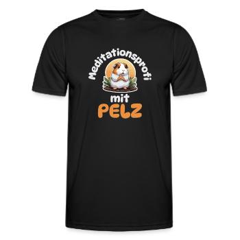 Meditationsprofi mit Pelz - Meerschweinchen - Männer Funktions-T-Shirt - Schwarz - Vorne - AI Model Male 178 dark (178cm)