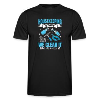 House Cleaning Housekeeper - Housekeeping Staff - Men's Functional T-Shirt - black - Front - AI Model Male 178 dark (178cm)