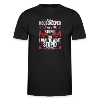Funny Housekeeper Saying Housekeeper Quote House K - Men's Functional T-Shirt - black - Front - AI Model Male 178 dark (178cm)
