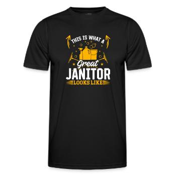 This Is What A Great Janitor Looks Like - Cleaning - Männer Funktions-T-Shirt - Schwarz - Vorne - AI Model Male 178 dark (178cm)