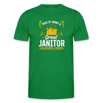 Voici à quoi ressemble un bon concierge - Nettoyage - T-shirt sport Homme - vert - Devant - AI Model Male 178 dark (178cm)
