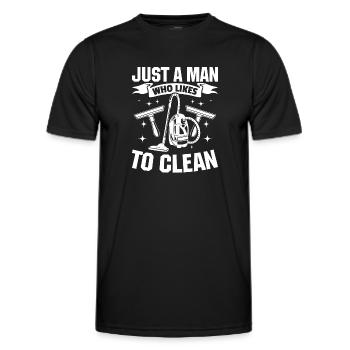 Just A Man Who Likes To Clean - Janitor Housekeepe - Men's Functional T-Shirt - black - Front - AI Model Male 178 dark (178cm)