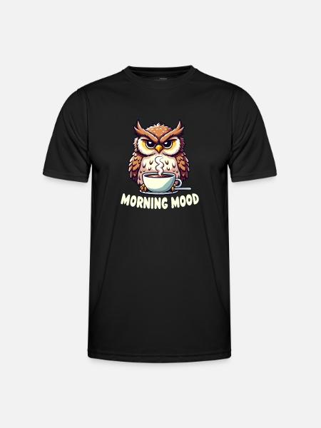 Hibou avec humeur matinale au café - T-shirt sport Homme - noir