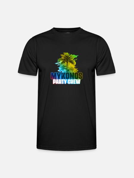 Mykonos Party Crew Kolorowe - Funkcjonalna koszulka męska - czarny