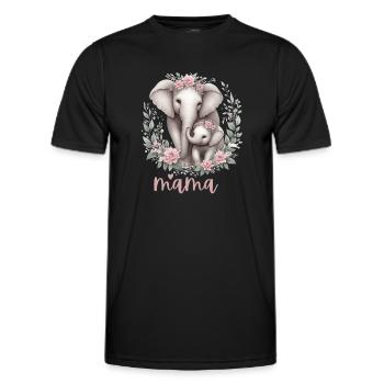 Mama Heart Floral Wreath Elephant Baby Shower - Männer Funktions-T-Shirt - Schwarz - Vorne - AI Model Male 178 dark (178cm)