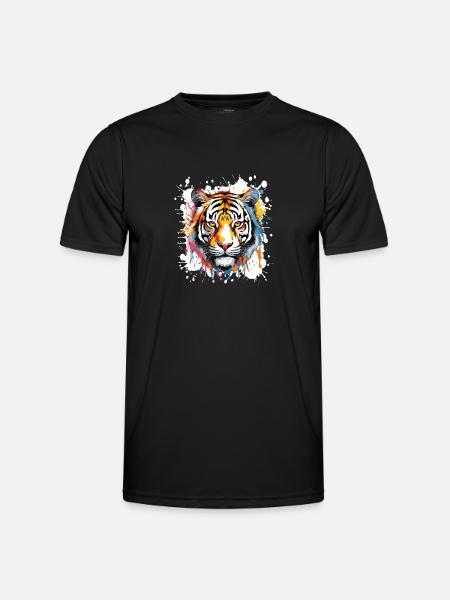 Tiger Pop Art Head - Men's Functional T-Shirt - black