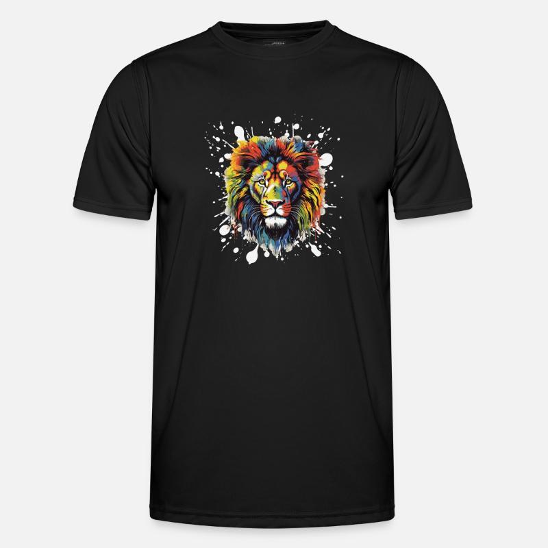 Lion Pop Art Head - Men's Functional T-Shirt - black