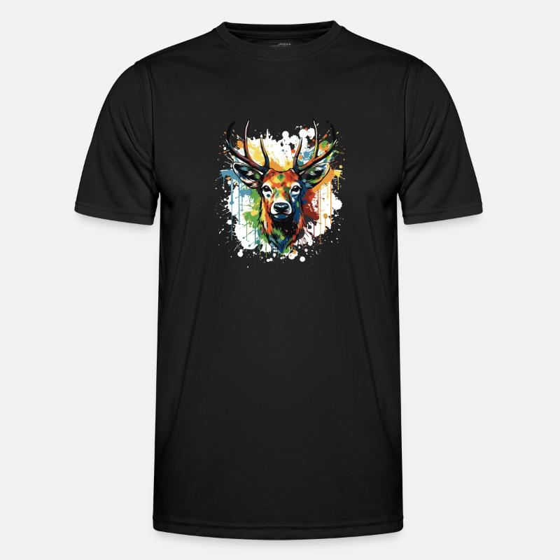 Deer Pop Art Head - Men's Functional T-Shirt - black