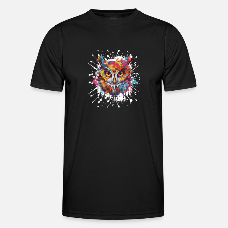 Eule Pop Art Kopf - Männer Funktions-T-Shirt - Schwarz